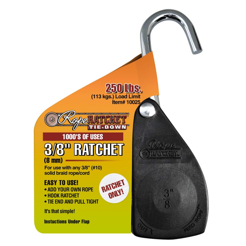 Rope Ratchet 3/8" Tie Down Pulley Hanger, Ratchet Only, No Rope Included - Heavy Duty Locking Mechanism, Tightener for Shade Sails, Hammocks, Canopy Anchoring, Garden Hoisting, Outdoor Use, 250 lbs - Image 1